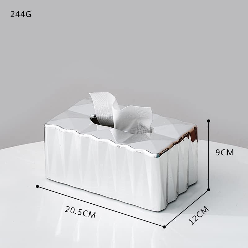 Facial Tissue Box Holder Home Decor Toilet Paper Box Napkin Holder Case Bedroom Decor (Color : Black Size : 20.5 * 12 * 9cm) (Silver 20.5 * 12 * 9cm) image 4