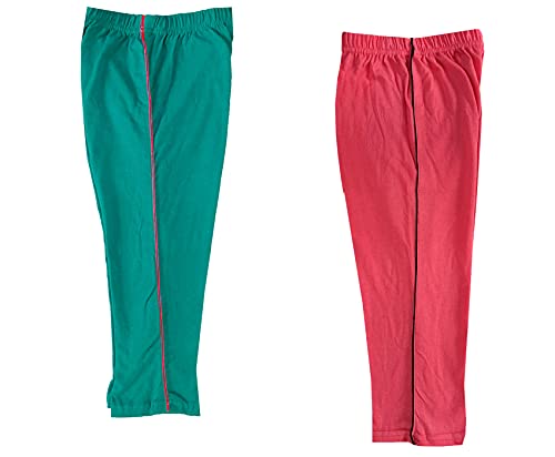 Image of indi weaves Girls Cotton Solid Capri 3 /4th Leggings (Pack of 2)