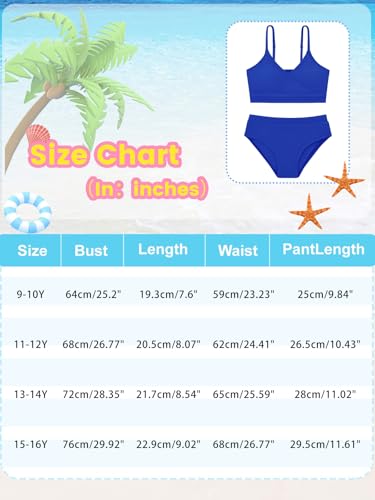 Image of Girl's 2 Piece Swimsuit Solid Spaghetti Strap Bikini Sets Beach Bathing Suit Swimwear for Teen Girls