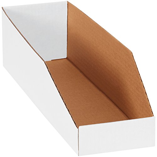 Image of Top Pack Supply Open Top Bin Boxes, 5 inch x 18 inch x 4-1 /2 inch, Oyster White (Pack of 50)