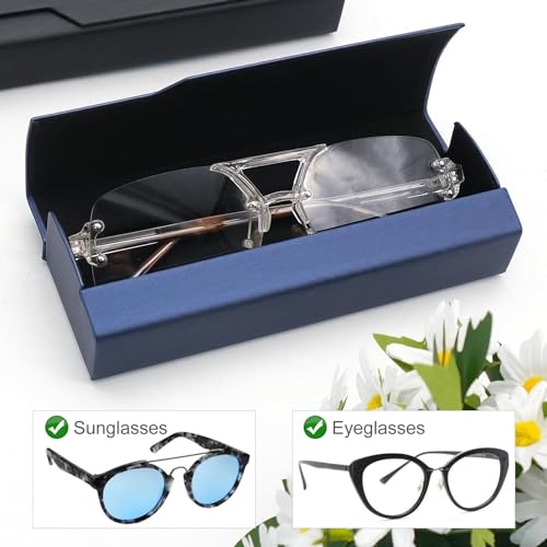 Image of 2 Pieces Hard Shell Eyeglasses Case, Spectacle Storage Case Holder Sunglasses Case Protective Case for Men and Women, Black,blue