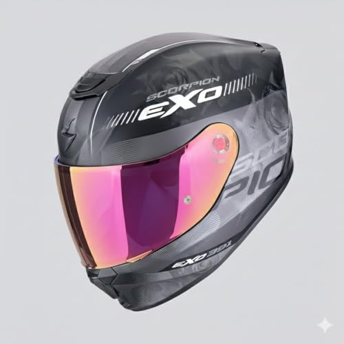 Scorpion Exo-391 AVA Negro Gris | Casco de Moto Integral Unisex Hombre y Mujer Homologado ECE 22.06 (S) + Visera Rosa