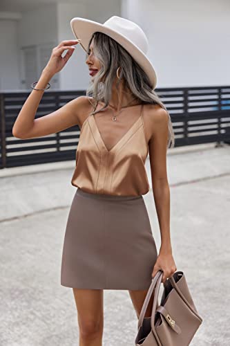 Zeagoo Womens Silk Satin Tank Tops V Neck Sleeveless Camisole Cami Spaghetti Straps Blouse Summer Loose Racerback Shirt3