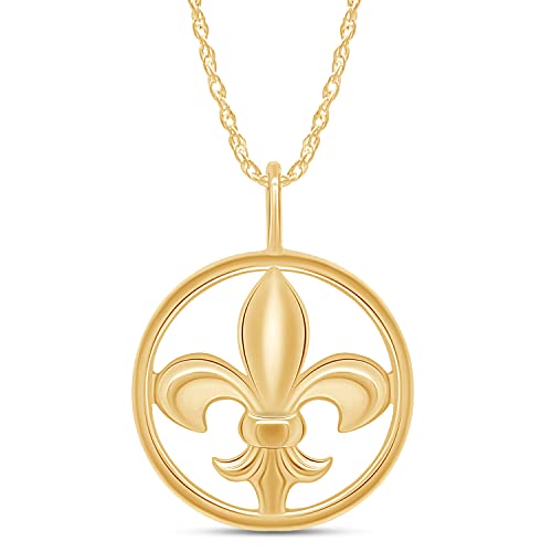AFFY Fleur-de-lis Pendant Necklace – 14K Gold Over Sterling Silver, Dainty Jewelry Gift for Women, 18