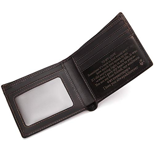 Personalized Engraved Wallet For Husband Boyfriend From Girlfriend Wife - Love Message Slim Bifold Purse - Minimalist Rfid Blocking Leather Wallet For Birthday Anniversary Christmas Valentines Day #TOP4