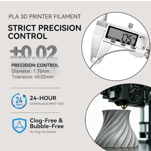 Image of Kingroon PLA 3D Printer Filament, Dimensional Accuracy + /- 0.02 mm, 1kg Spool(2.2lbs), 1.75 mm, 2KG Grey
