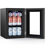 COWSAR Commercial Beverage Refrigerator 24-Can Mini Fridge, Countertop Wine Cooler Small Adjustable Digital Thermostat, LED Light, Freestanding Countertop Drink Refrigerator for Home, Bar & Office