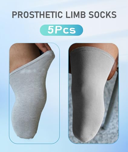 Image of Jiawu Stump Shrinker, Below Knee BK Stump Shrinker, 5Pcs BK Shrinker, Elastic Breathable Amputation Shrinker, Thicken Cotton & Absorption, Adult Amputee Socks for Stump Amputee Gifts(L)
