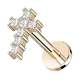 Stückzahl: 1 Stück. Material Stab: 316 L Chirurgenstahl. Stabstärke: 1,2 mm. Stablänge: 6 mm / 8 mm. Größe Kreuz: 6,7 mm. Farbe: Silber / Gold / Rosegold.