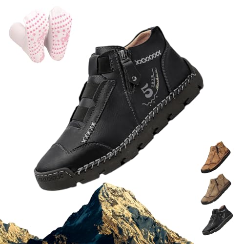 Matufit Shoes for Men Leather Loafers with Arch Support, Memory Foam Insole, Non Slip Slip-On Casual Walking Shoes