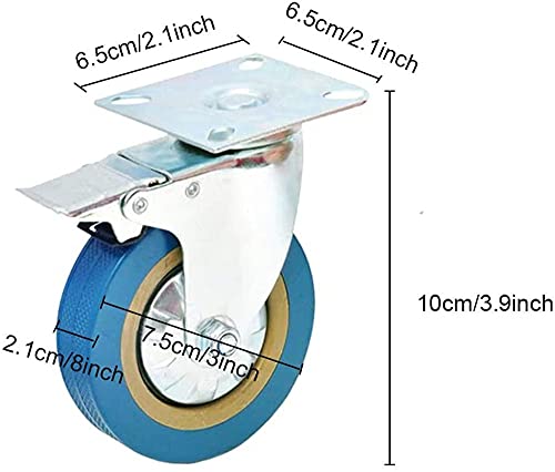 Roue à roulettes en polyuréthane non marquant Wefond 3" avec frein total