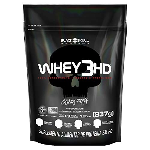 Refil Whey 3 Hd Baunilha 837G, Black Skull