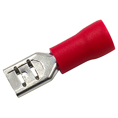 Baomain Red Female Insulated Spade Wire Connector Electrical Crimp Terminal 22-16 Awg 4.8 X 0.5Mm (Width 0.2") 100 Pack #TOP1