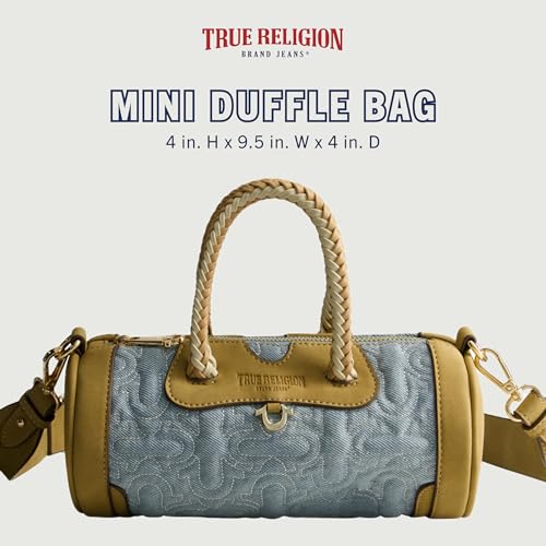 True Religion Duffel Bag, Women's Quilted Handbag with Adjustable Shoulder Strap, Denim, One Size2