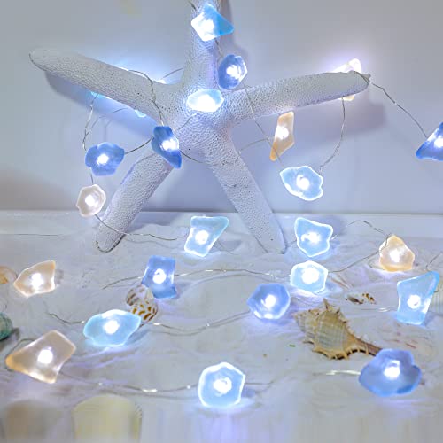 Holitown Blue Sea Glass String Lights Indoor Usb & Battery Operated With Remote 10Ft 30Leds Under The Sea Party Decorations Beach Theme Led Fairy Light For Coastal Room Nautical Decor #TOP2