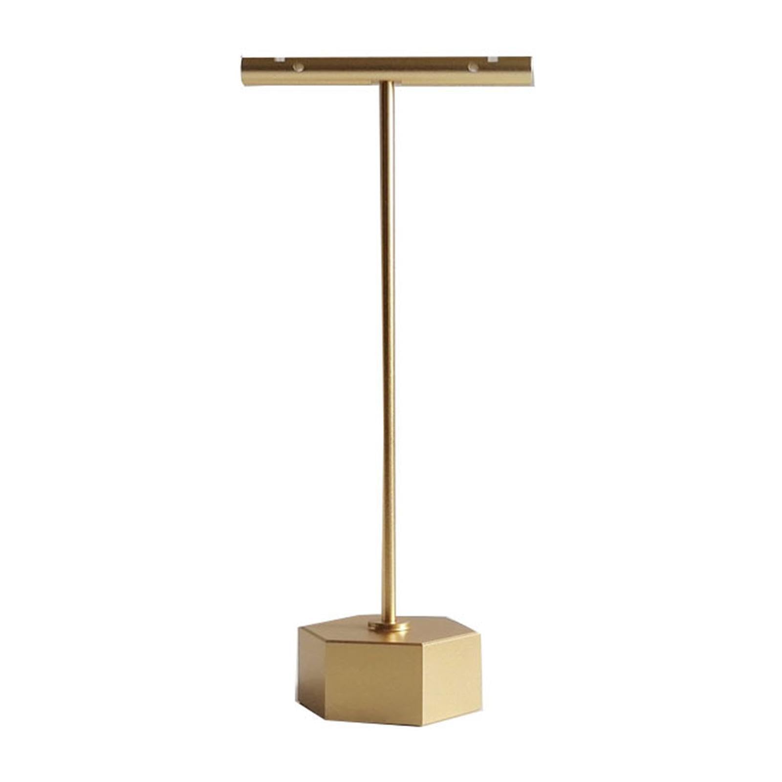 AUYXSSZ Gold Metal Jewelry Display Stand Earring Showcase Holder Elegant Retail Store Displays And Organizing Jewelry Earrings Display Tray T Bar Rack Hanging