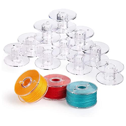 Lot de 20 Canette Machine a Coudre pour Brother Singer Kenmore Janome la Plupart des Machines à Coudre (Transparente)