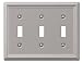AmerTac 149TTTBN Chelsea Steel Triple Toggle Wallplate, Brushed Nickel