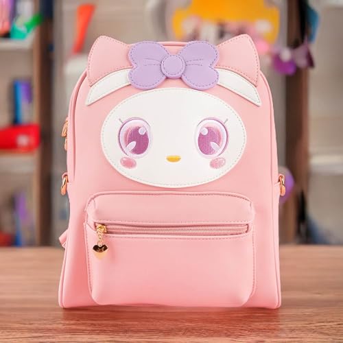BelugaDesign Anime Cat Backpack | Kitty Cute Kawaii Cutecore Anime Bag | Large Pink Purple Pastel School Supplies for Kids Girls Teens Women | Y2K Hello Travel Everyday Bow Ear Eye Faux Leather2