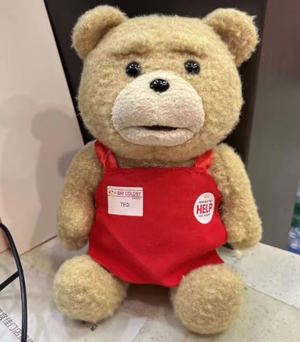 Meiwanli Ted Bear Doll Movie Teddy Bear Ted 2 Plush Doll Toys in Red Apron Styles, a Sitting Bear Soft Stuffed Plush Animals Toys Bear Dolls, 8 inch / 20 cm