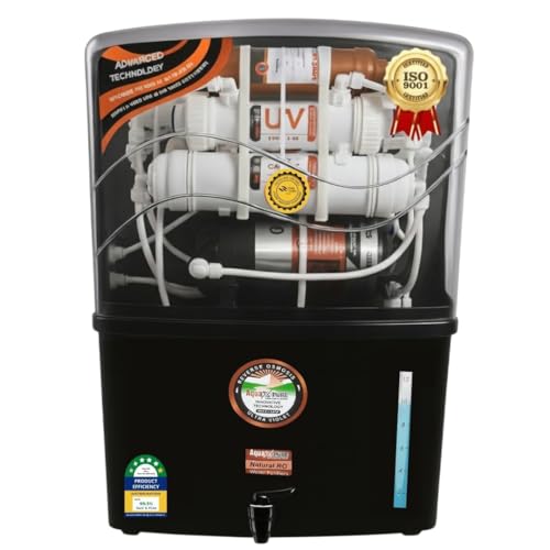 Image of Aqua X Pure Domestic Water Purifier with RO+UV+UF Technology | Copper + Zinc Health Guard | TDS Taste Adjuster | 20 LPH | 12L Tank | Automatic ON /OFF*,1 Year Warranty.(Ultra Black*)