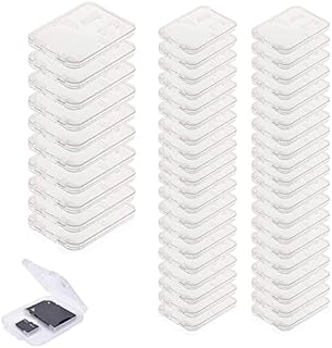 50PCS TF Cards Plastic Storage Case Memory Card Cases Storage Box For SD TF Transparent Holder Covers Memory Card Case Water-Resistant Protection Box For Microsd And Mmc Memory (50PCS)