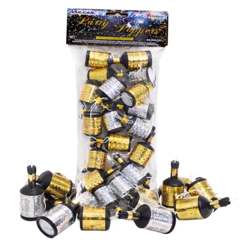 Holographic Gold & Silver Party Poppers Pack of 20 Indoor Celebration Table Poppers