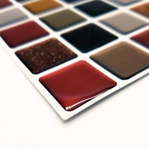 Walplus 12 Sheets 12" X 6" Mosaic Peel And Stick Backsplash Sticker For Kitchen Stick On Subway Tile Bathroom Water Heat Resistant Cream Brown Cherry Glossy Decoration #TOP7