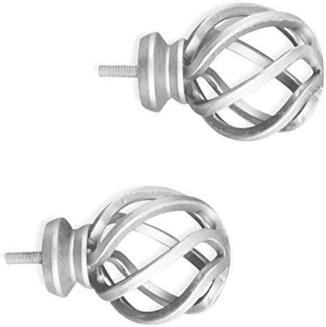 Cambria® Premier Complete Curtain Rod Finials, Premium Birdcage Style Finials for 1 1/8” Diameter Curtain Rods, Classic Finishing Touch for Curtain Rods, Set of 2, Polished Nickel