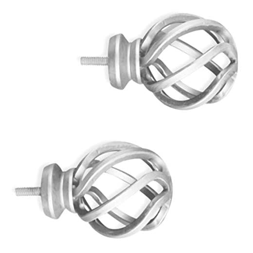 Cambria® Premier Complete Curtain Rod Finials, Premium Birdcage Style Finials for 1 1/8” Diameter Curtain Rods, Classic Finishing Touch for Curtain Rods, Set of 2, Polished Nickel
