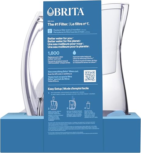 Image of Brita Medium 8 Cup Water Filter Pitcher with 1 Standard Filter, BPA Free - Marina, White
