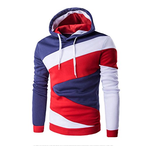 Mens Outwear,Neartime Long Sleeve Hoodie Hooded Sweater Tops Jacket Coat (M, Blue)