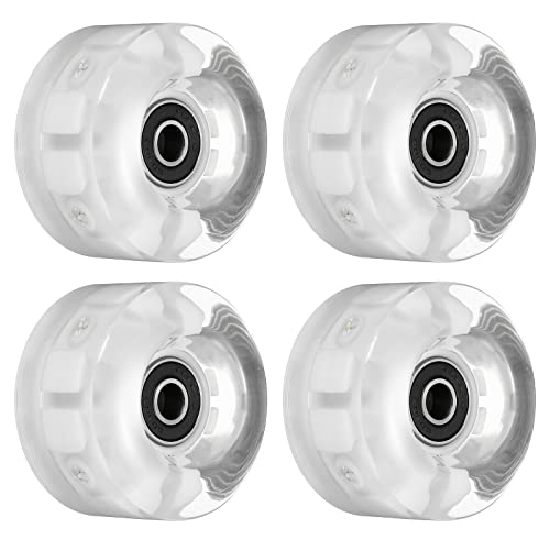 Image of PATIKIL 32 x 58mm Roller Skate Wheels with Bearings, 4 Pack Light Up Wheel Quad Skate Replacement for Double Row Skating Skateboard, White Light