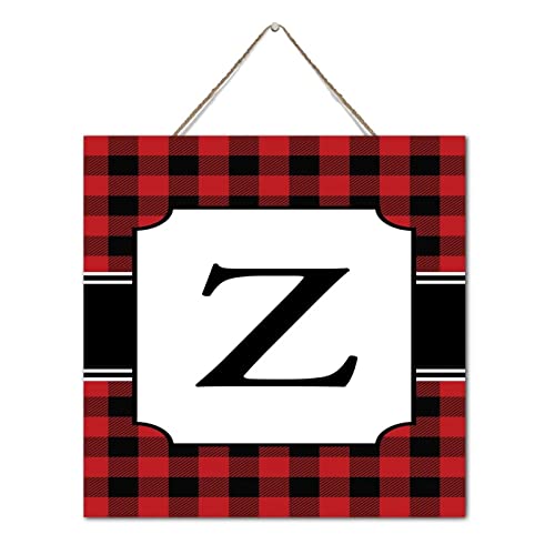 Monogramme de Noël en bois initiale Z déco murale rouge noire 30cm - 3