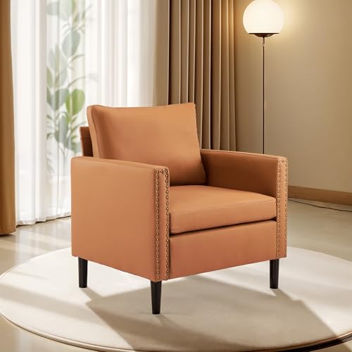 Sillón moderno piel sintética color marrón miniatura 3
