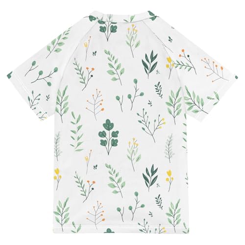 ALAZA Kids Rash Guard Girls Boys Toddler Swim Shirts Short Sleeve Grass UPF 50+ 3T2