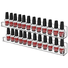 Cq acrylic Nail Polish Wall Rack,15 Inch 2 Pack Hanging Clear Acrylic Nail Polish Rack Wall Mounted Shelf for Nail Salon Wall Essential Oil Shelf,Gel Fingernail Polish Holder,Tattoo Studio Decor Paint