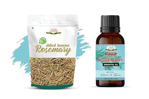 Image of Rosemary Oil For Hair, Face, Skin | Rosemary Dried Leaf Combo Pack (Rosemary Leaf 100 g Free With Rosemary Oil 15 ml)