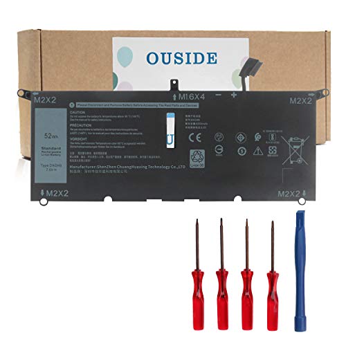 OUSIDE DXGH8 Batterie pour Dell XPS 13 9370 9380 0H754V FHD 13-9370-D1705S Series Notebook G8VCF P82G H754V 0H754V P82G001 7.6V 6500mAh 4-Cell Cover