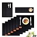 Produktbild SidiOutil Filz Tischsets Set, Tischsets mit Untersetzer und Besteck Set für 6 Personen Beutel Hitzebeständiges Tischset Set Fleckenresistente Waschbare Schwarze Untersetzer Filzmatte 42 * 30CM