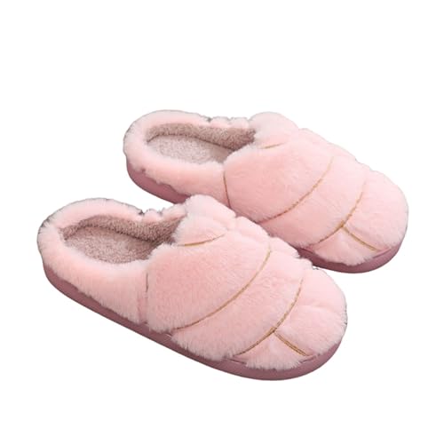 Womens Mens Solid Color Slippers Memory Foam Plush Concha Slippers Lining Warm Soft Cozy Home Slipper Outdoor Indoor House Shoes