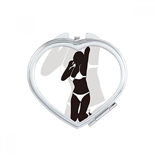 Miroir de poche compact cœur pour maquillage portable et mignon design - 2