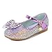 Monissy Nouveau Style Fille Chaussures à Plat Cristals Papillon Gaze Ballerines Paillettes Semelle Princesse Elsa Imprimé Scratch Chaussures de Danse Noël Mariage Soirée Fête, Violet, 24
