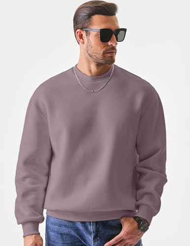 JMIERR Sweatshirt Herren Baumwolle Rundhals Hoodie Pullovers Winter Männer Soft Langarm Sweatshirts Loose Fit Lila XL