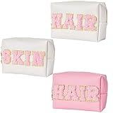 Burskit Preppy Patch Hair Portable Makeup Bag Bulk Pu Leather Cosmetic Bag Waterproof Travel Organiz