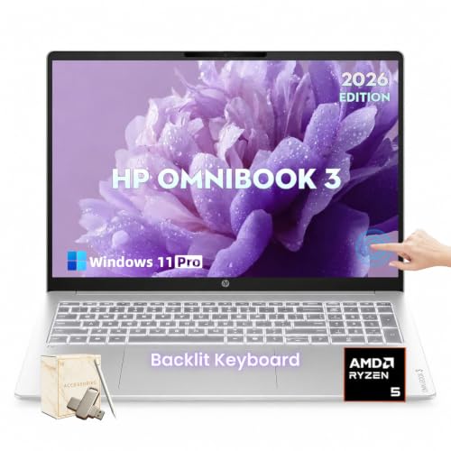 Image of HP OmniBook 3, 17.3'' Touchscreen Laptop, 16GB RAM, 1TB SSD, Backlit KB