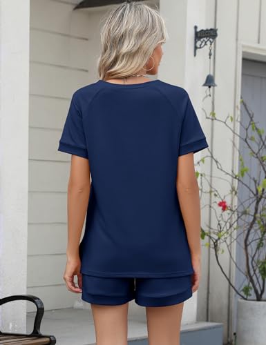 Image of LOMON Womens Two Piece Sets Summer Lounge Sets Sweatsuit Shorts Set Casual Matching Sets