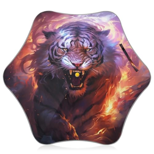 Parapluie enfant tigre blanc à ouverture automatique bouton-poussoir et anti-UV