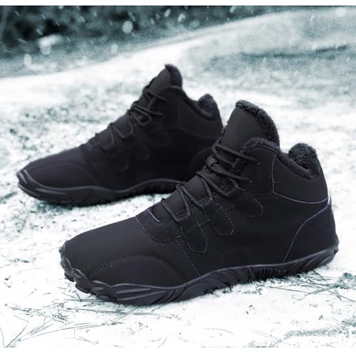 Men's Winter Snow Boots, Warm Fur Lined Winter Boots, Waterproof Hiking Ankle Boots (Black,US 12.5)3