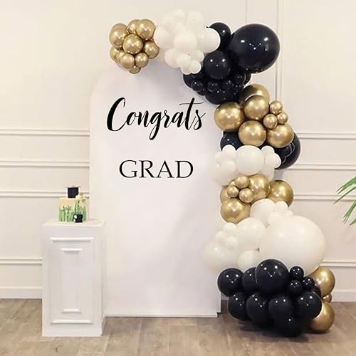 SOLUXIKA Congrats Grad Decal - Graduation Decals Sign for Backdrop Congratulations Class Party Wall Sticker for Balloon Arch Decor Grad Party Graduation Event (Black)